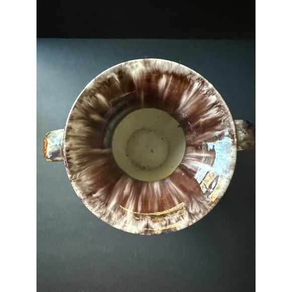 Vintage JASBA KERAMIK German Pottery Vase 1930s Drip Glaze Brown Handcrafted - Picture 3 of 10